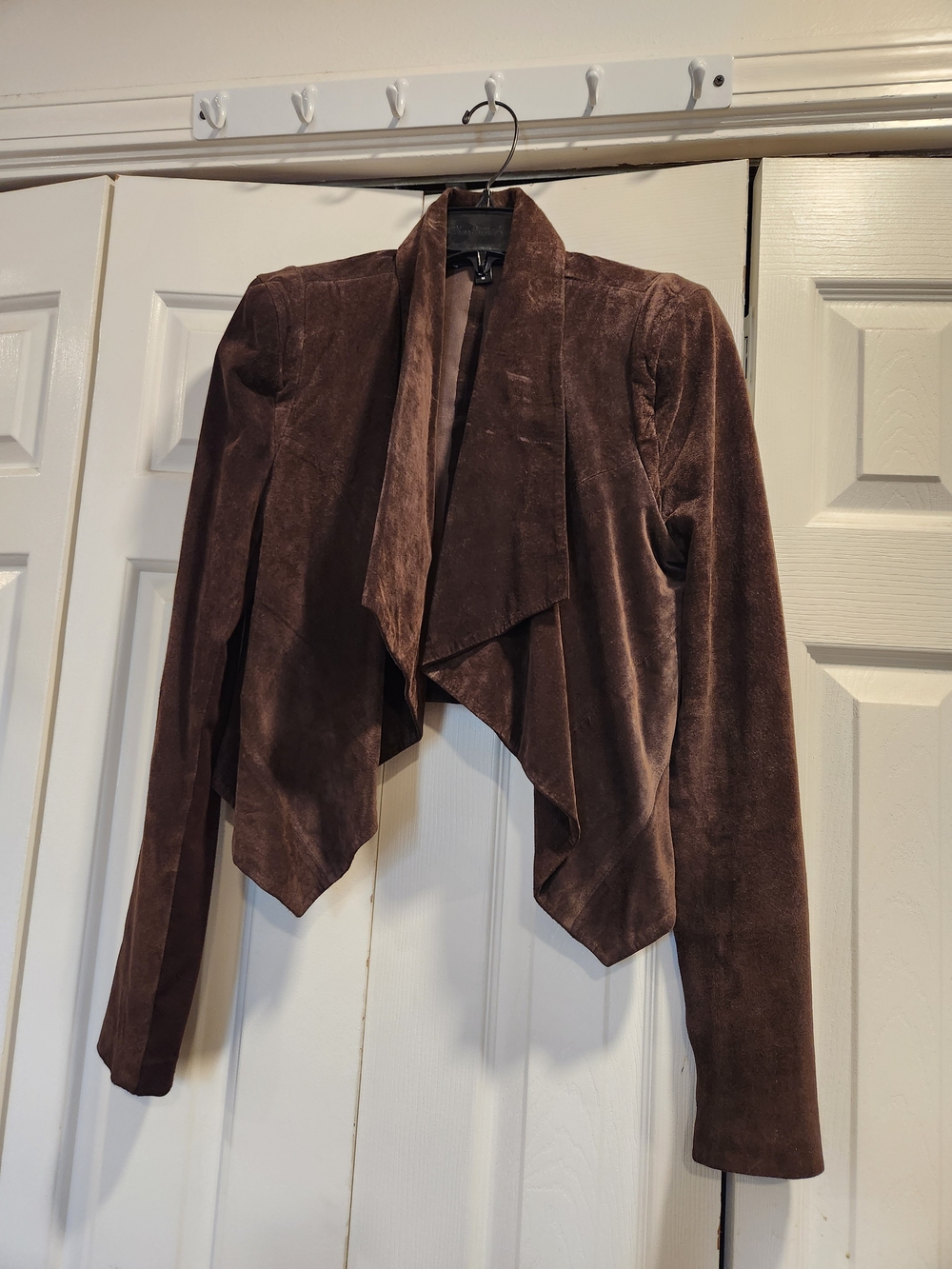 bebe Women’s Draped Open-Front Brown Suede Jacket